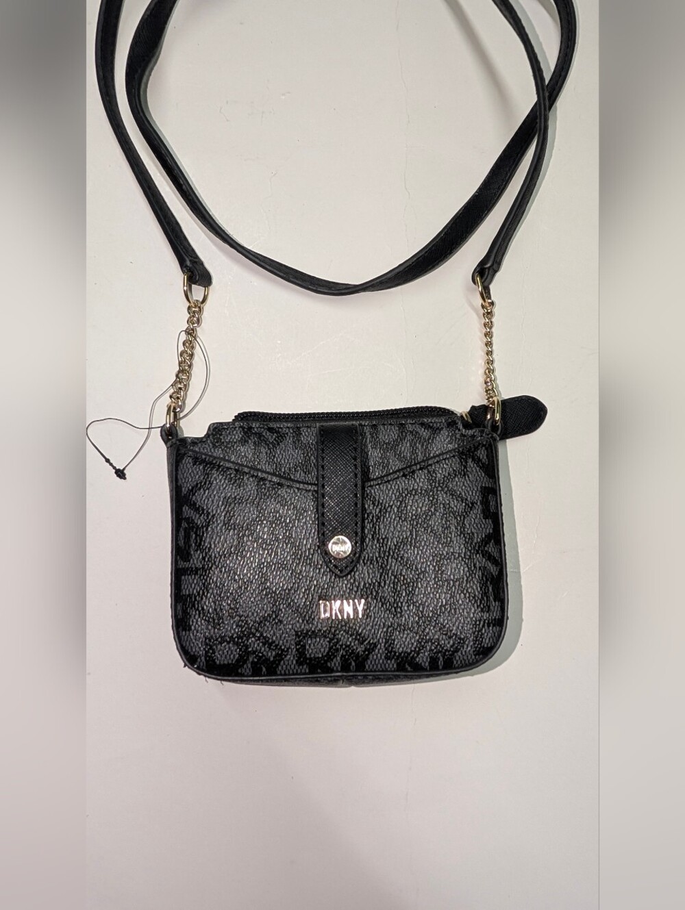DKNY Black Grey Monogram 'Thomasy Micro Mini Crossbody' NWOT Flawless, NeverUsed